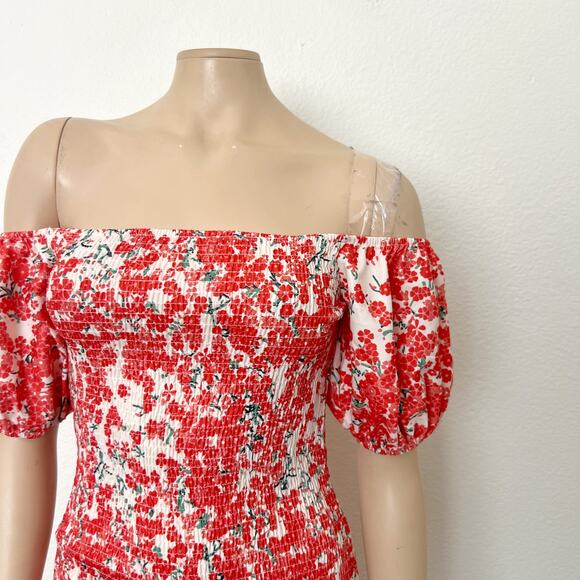 [Hello Molly] Orange Floral Print Smocked Ruffle Haven View Dress NWT Sz Large L - Picture 7 of 12